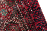 Persian Baluch accent rug in dark brown and deep red, view 8 of 17