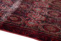Persian Baluch accent rug in dark brown and deep red, view 10 of 17