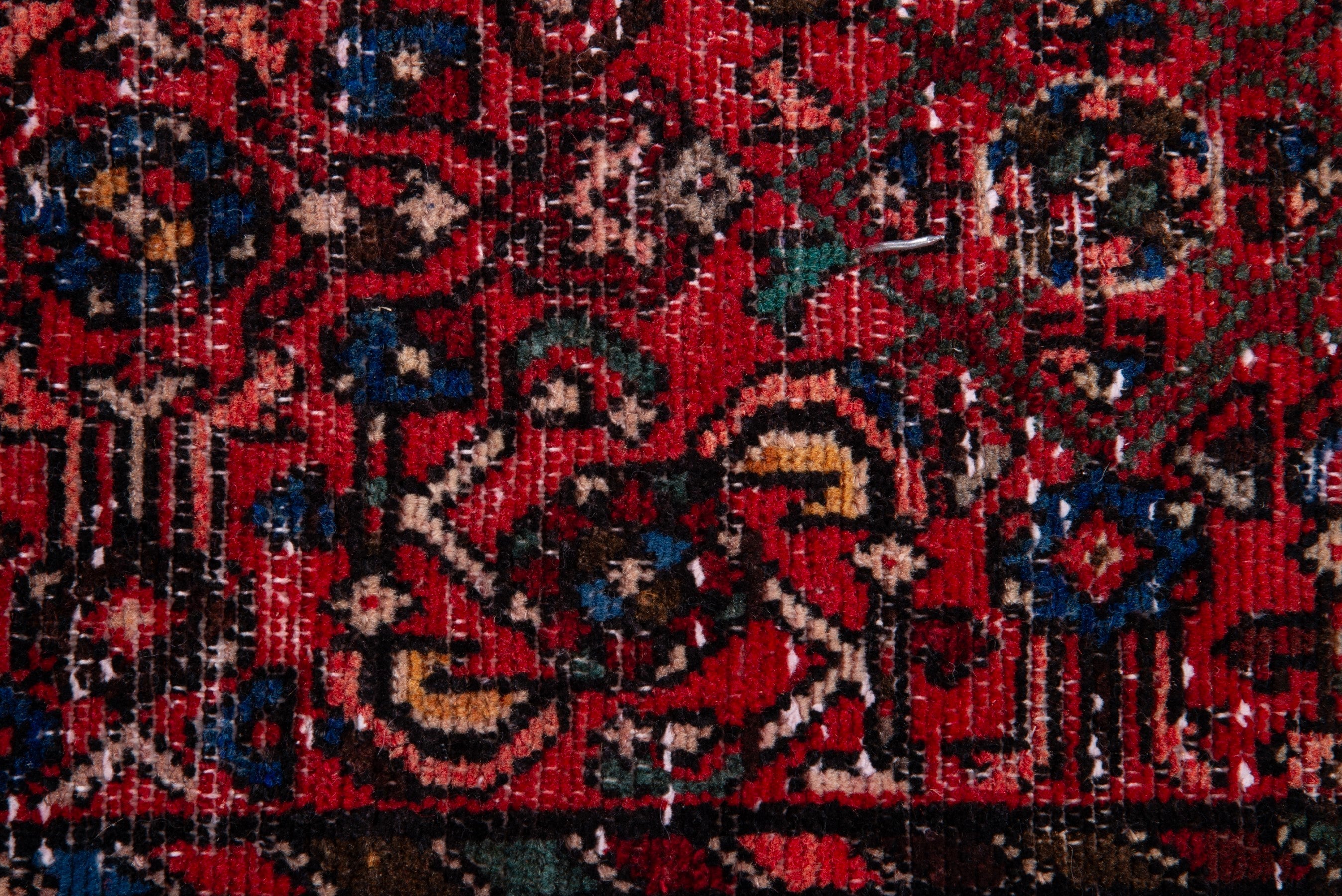 Persian Hamedan runner rug in deep red and muted pink, view 10 of 17