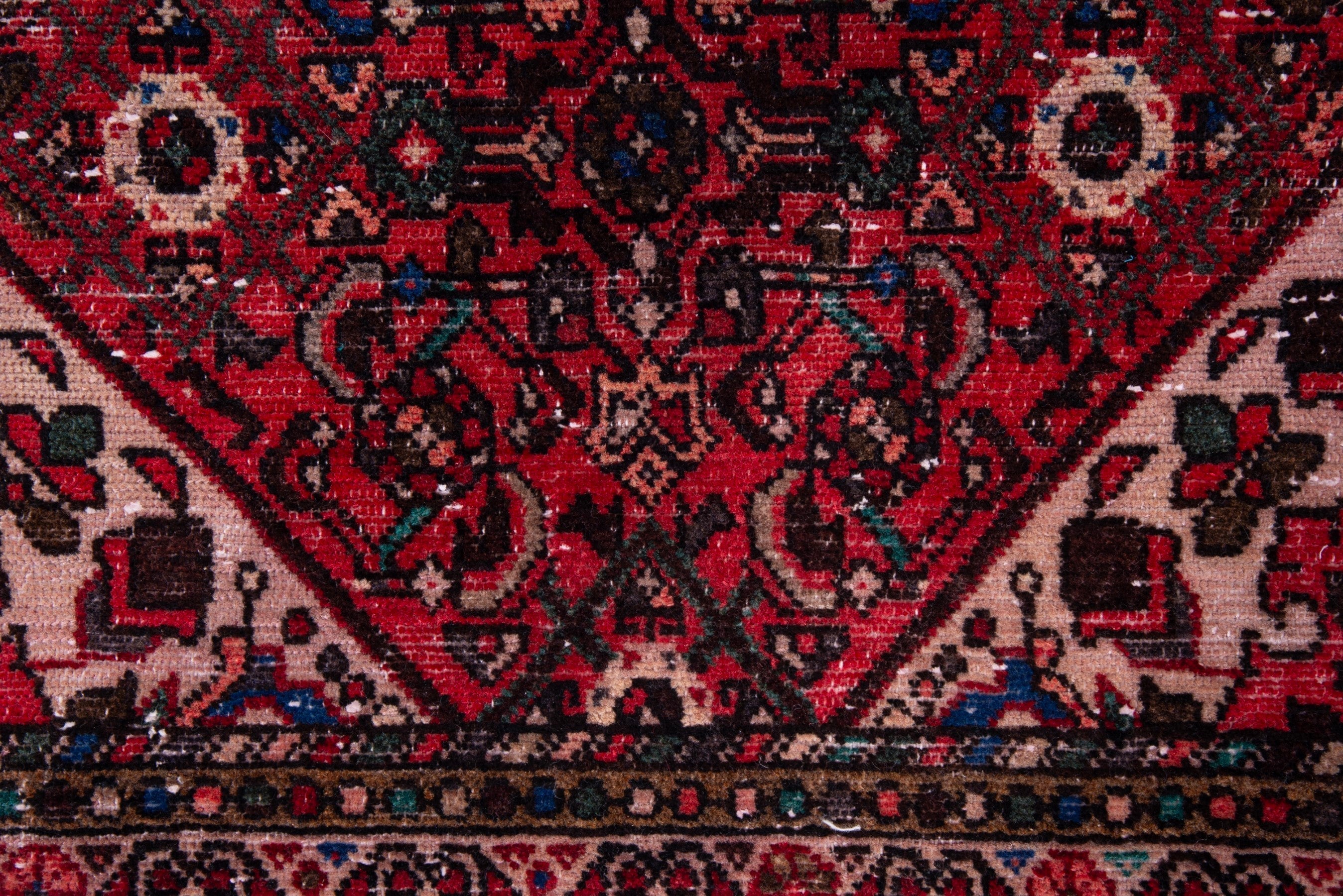 Persian Hamedan runner rug in deep red and muted pink, view 11 of 17