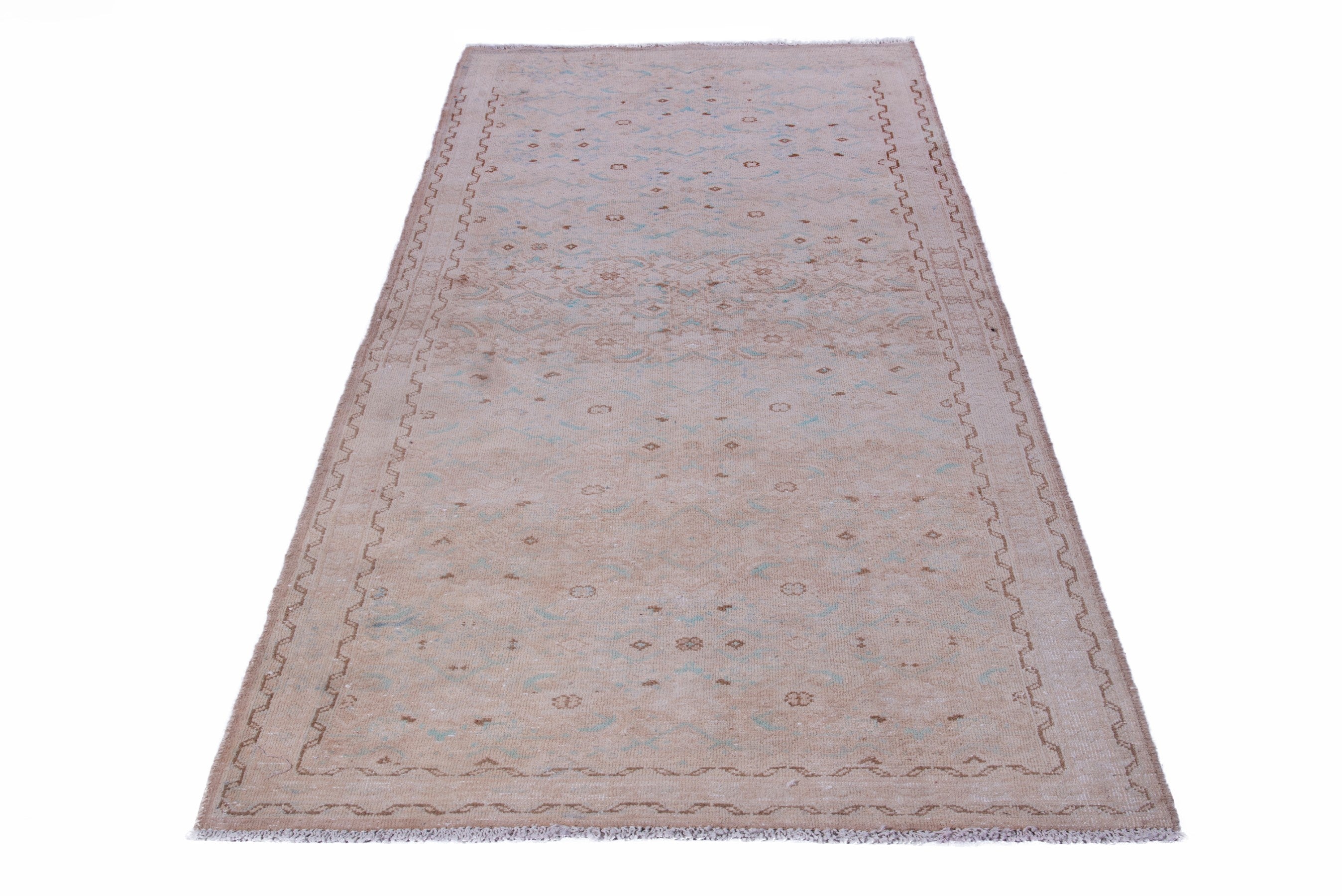 Persian Mahal runner rug in greige and dusty rose, view 2 of 16