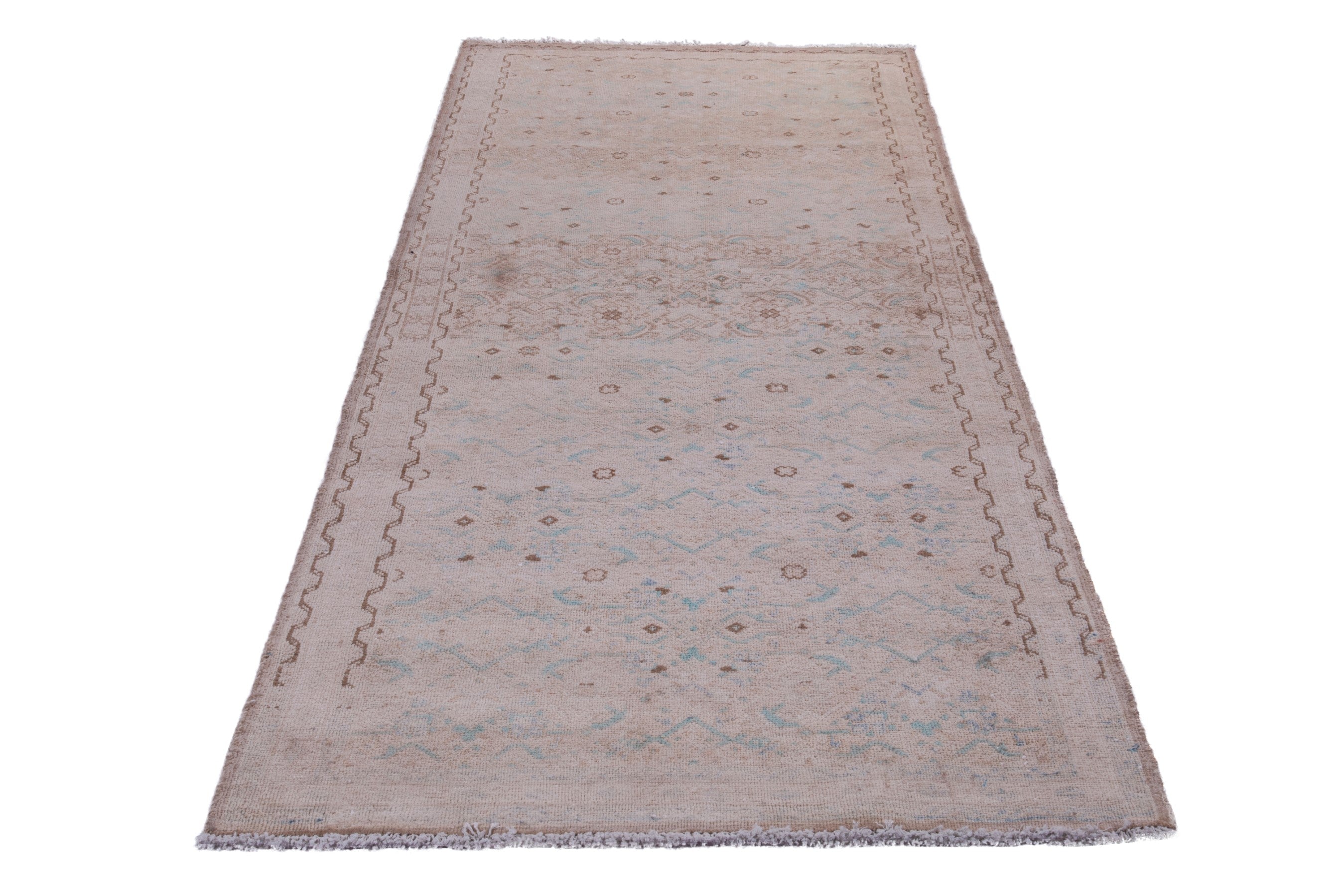 Persian Mahal runner rug in greige and dusty rose, view 3 of 16