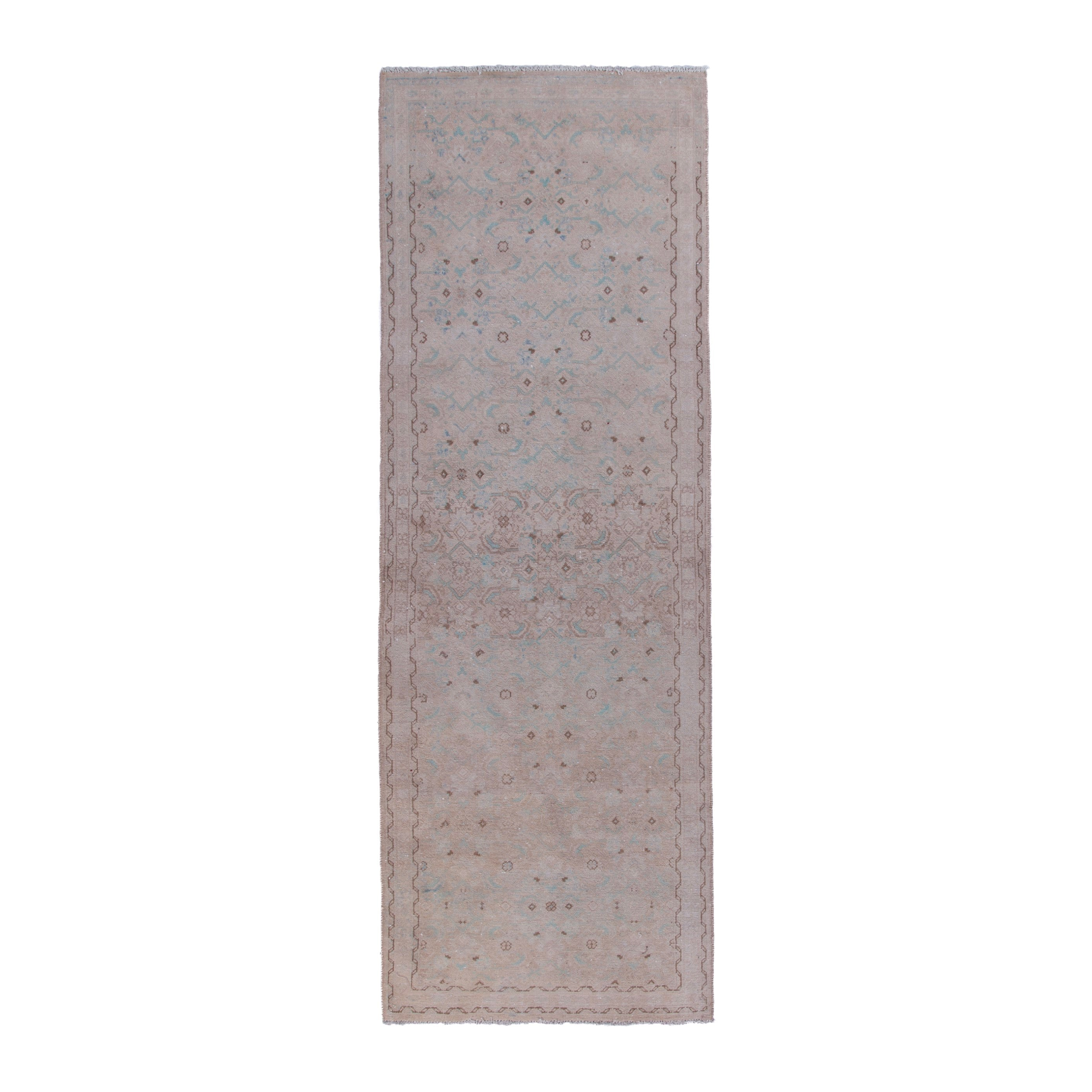 Persian Mahal runner rug in greige and dusty rose, 3'5" x 10'3"