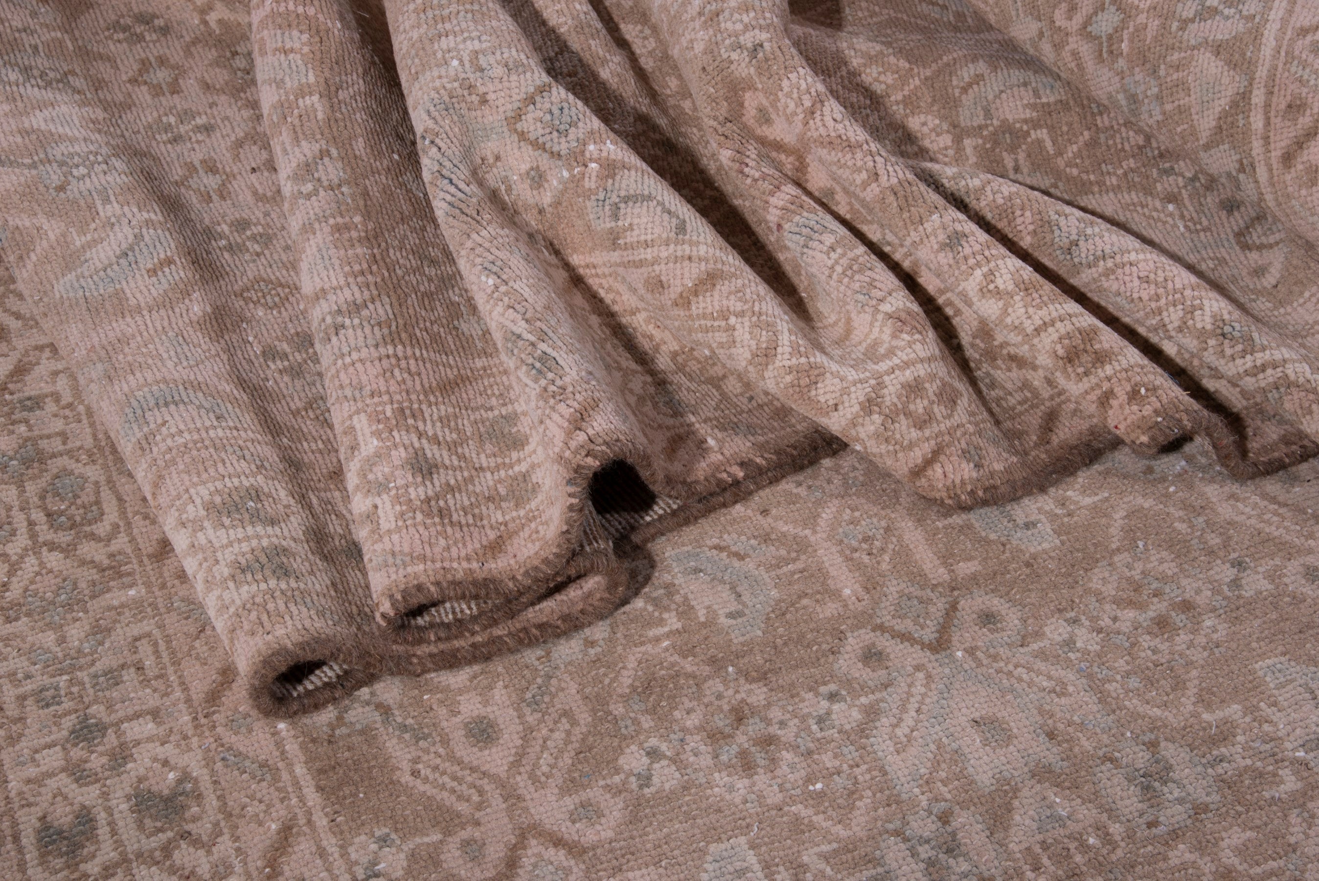 Persian Hamedan runner rug in taupe and dusty rose, view 16 of 17
