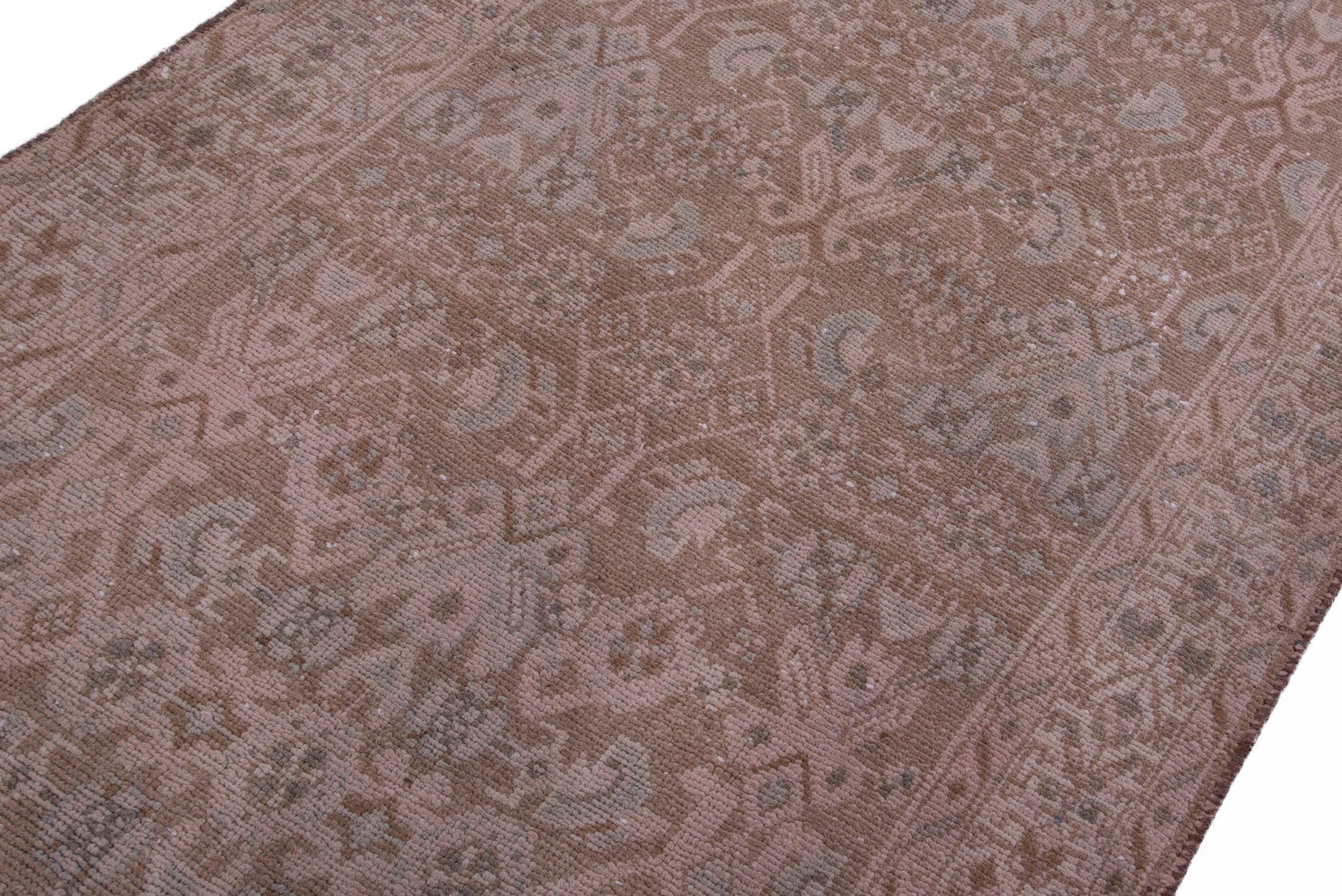 Persian Hamedan runner rug in taupe and dusty rose, view 6 of 17