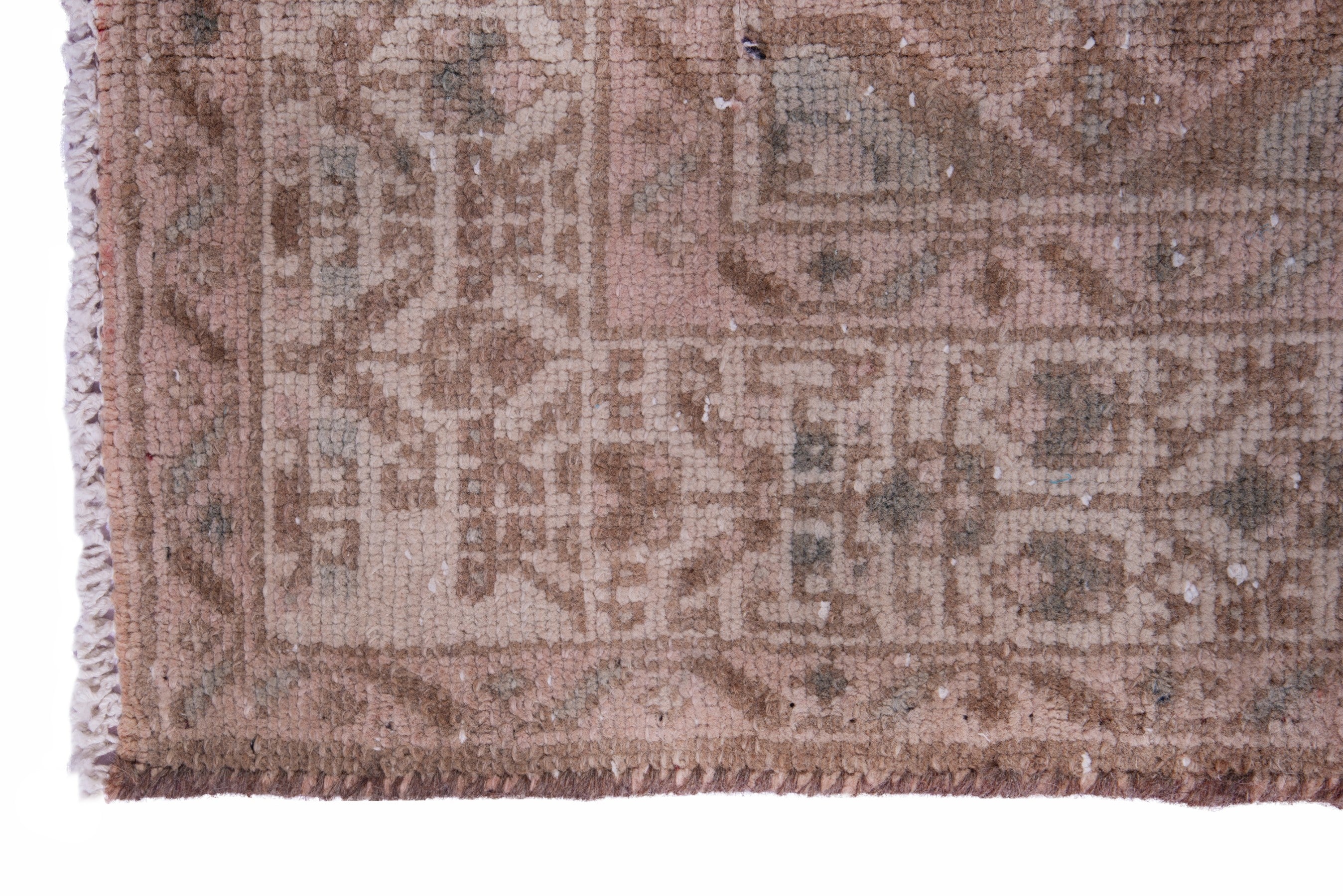 Persian Hamedan runner rug in taupe and dusty rose, view 5 of 17
