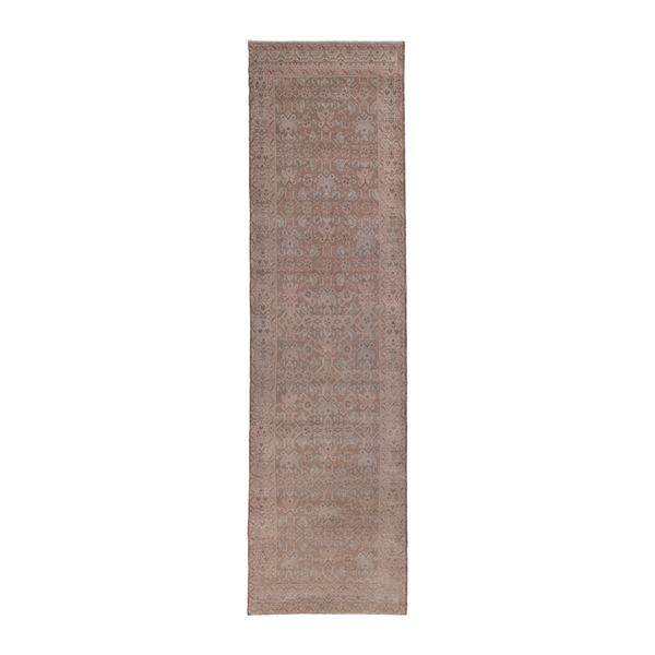 Persian Hamadan runner rug in taupe and dusty rose, 3'5" x 13'3"