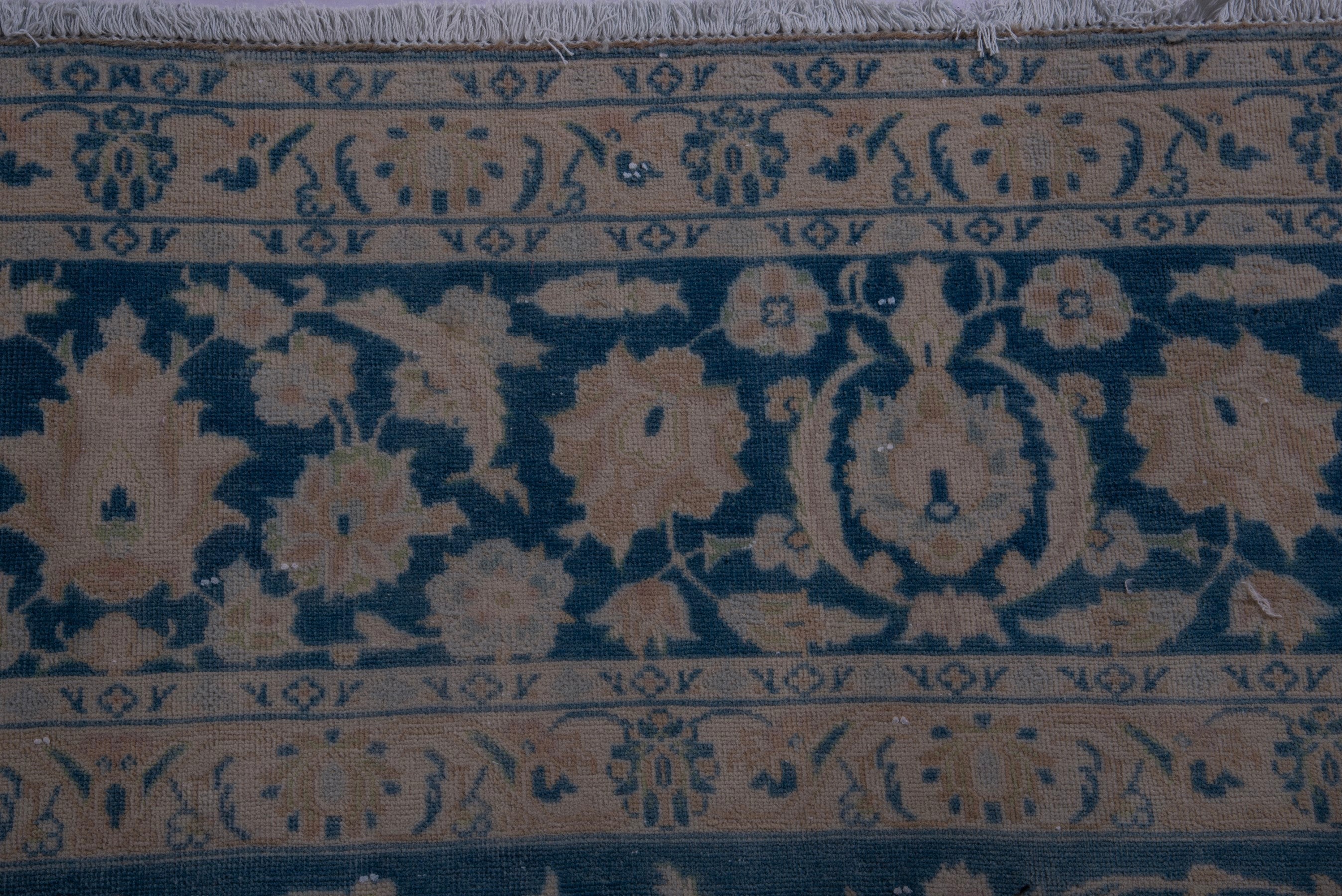 Persian Kashan oversized rug in navy and greige, view 13 of 19