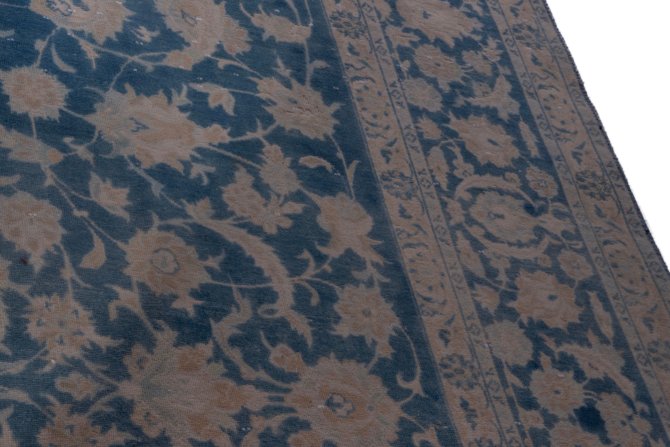 Persian Kashan oversized rug in navy and greige, view 7 of 19
