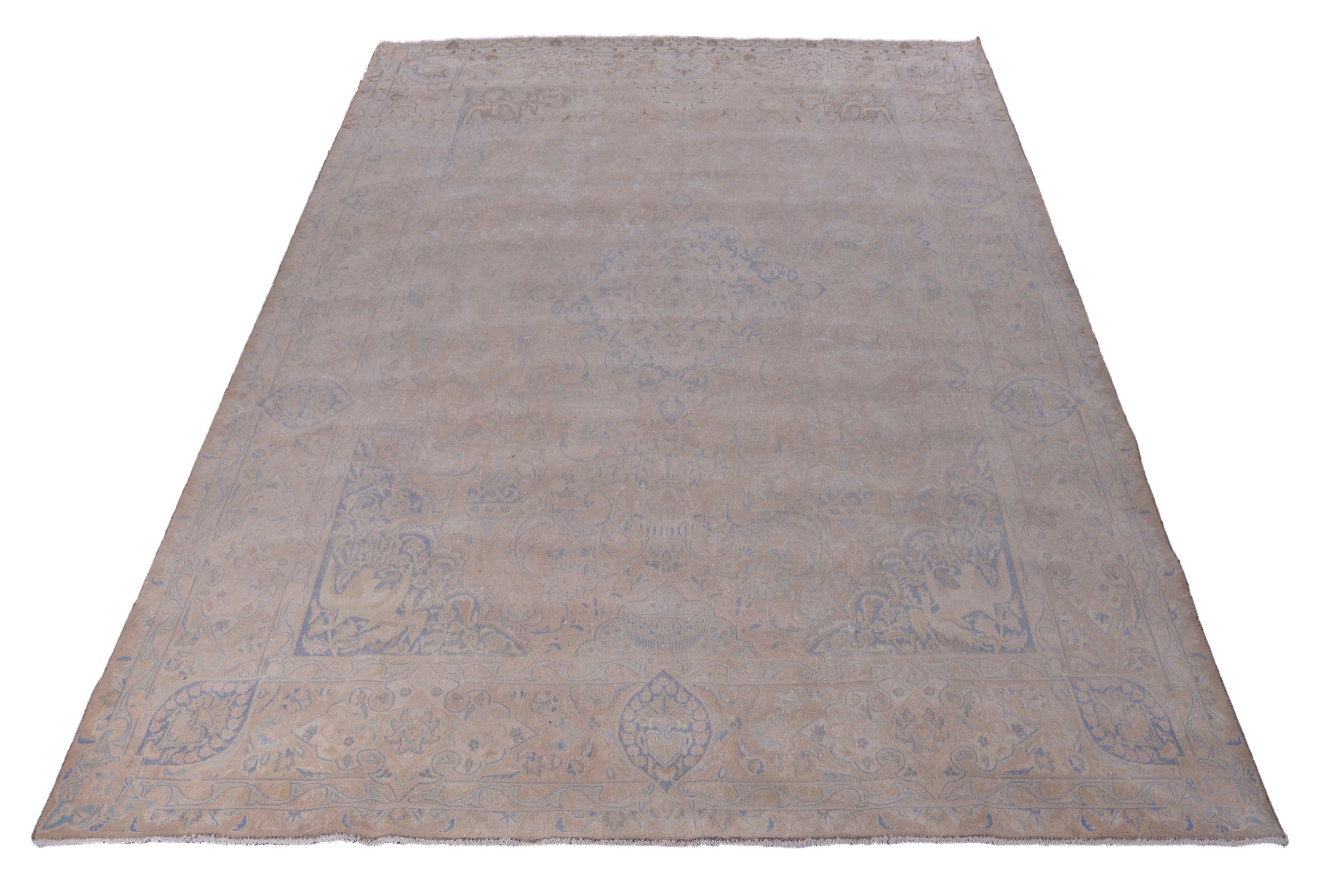 Persian Kashmar oversized rug in taupe and greige, view 2 of 22