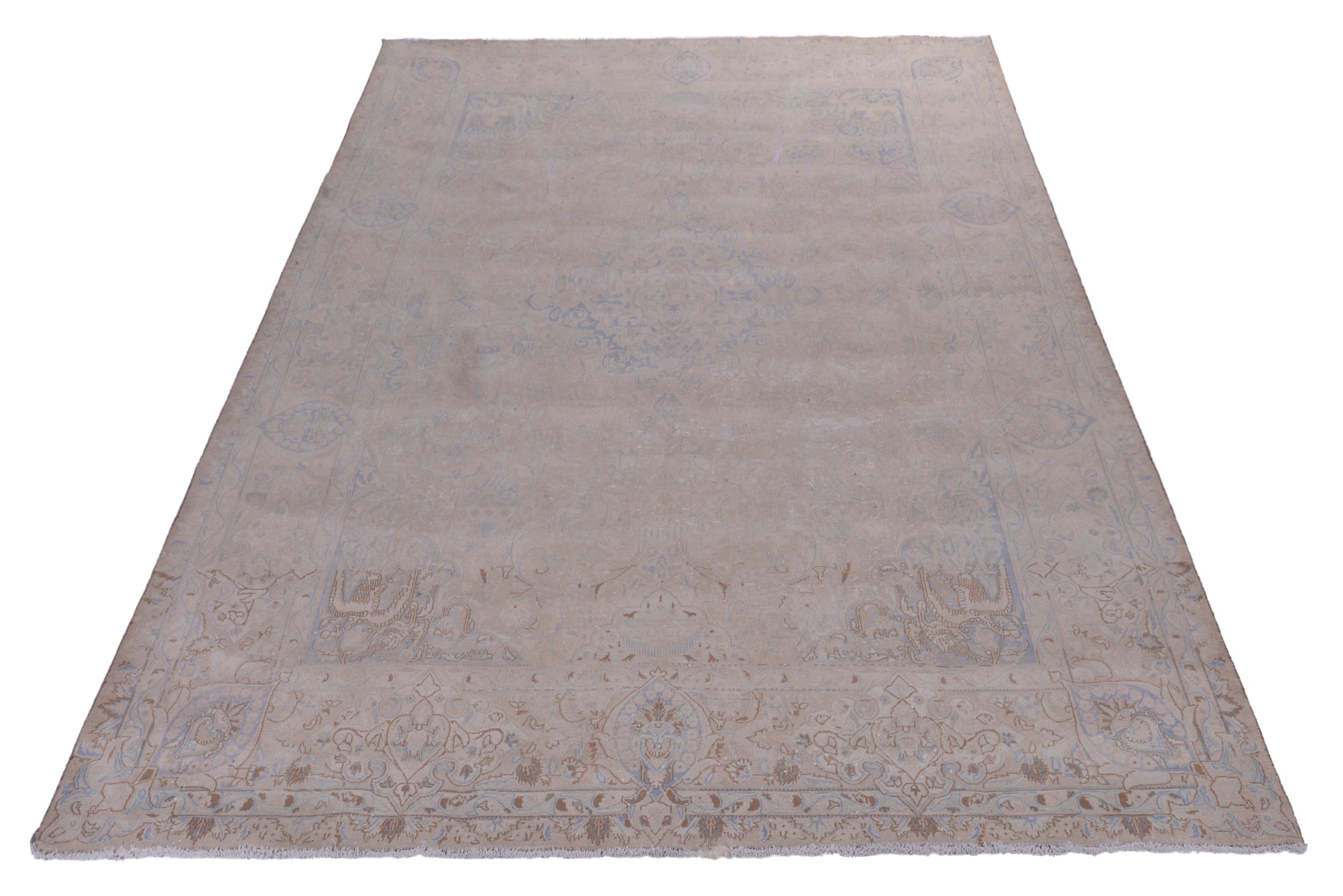 Persian Kashmar oversized rug in taupe and greige, view 3 of 22