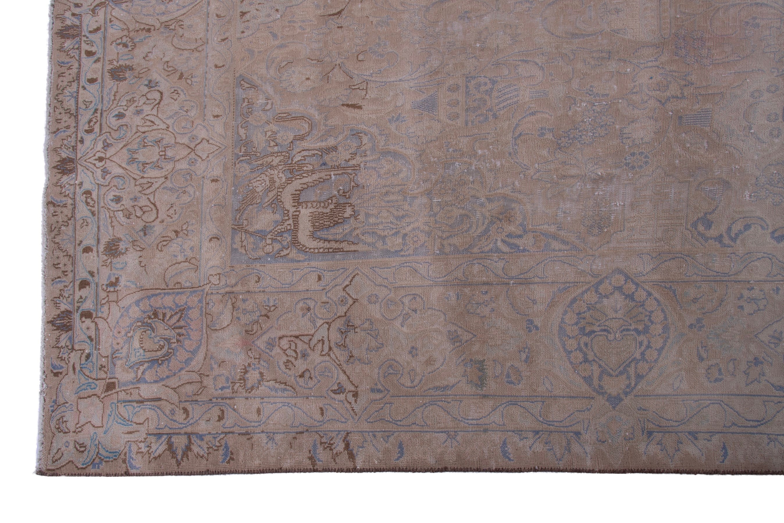 Persian Kashmar oversized rug in taupe and greige, view 5 of 22