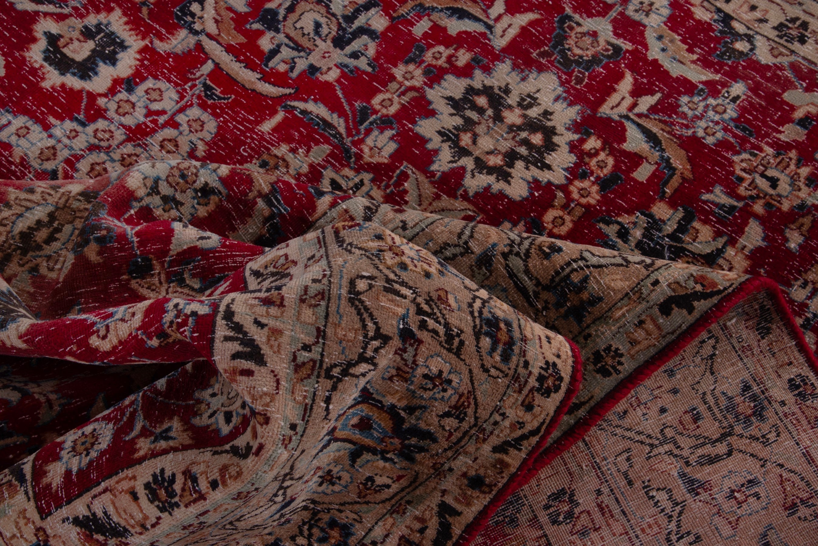 Persian Nain area rug in deep red and tan, view 16 of 19