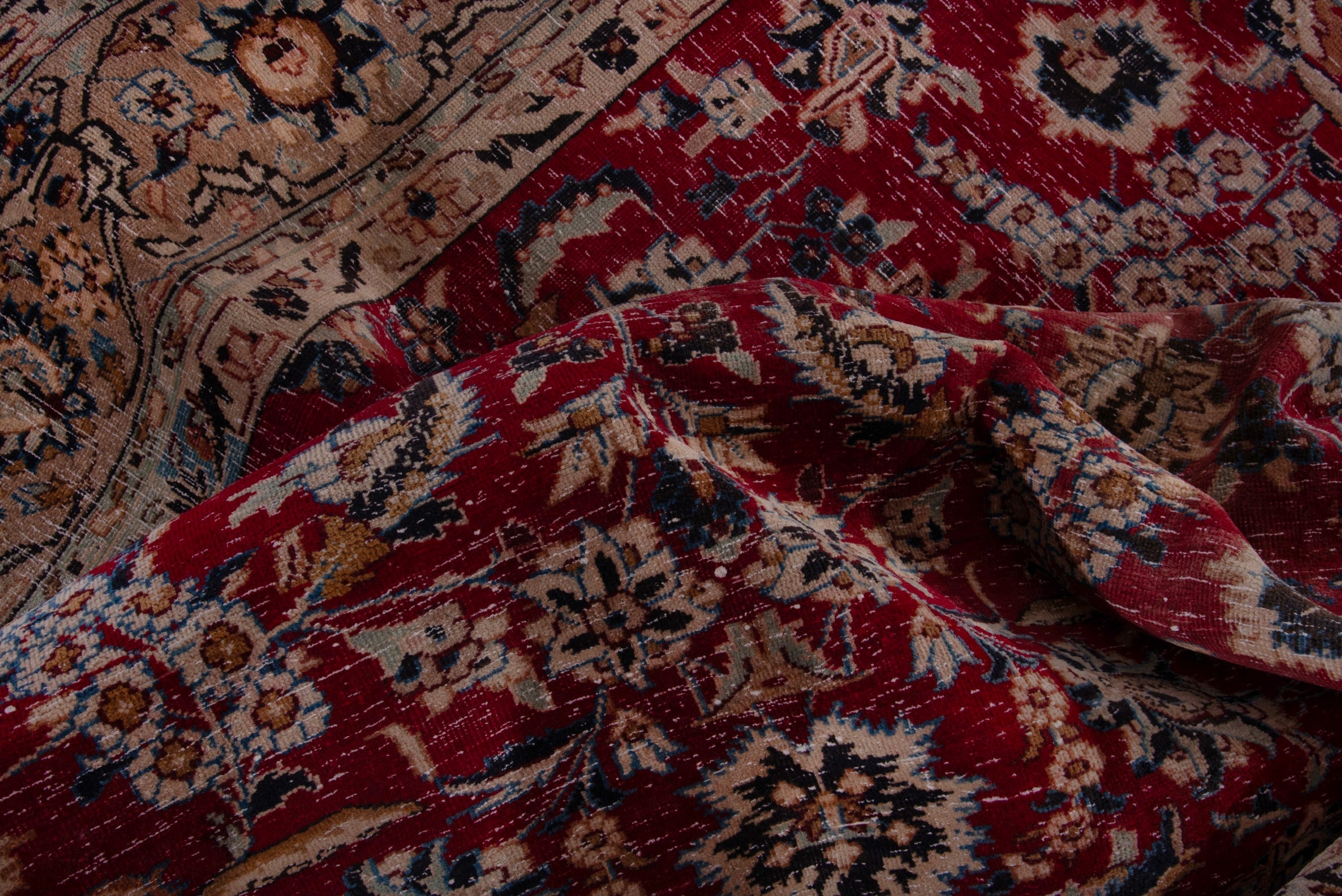 Persian Nain area rug in deep red and tan, view 17 of 19