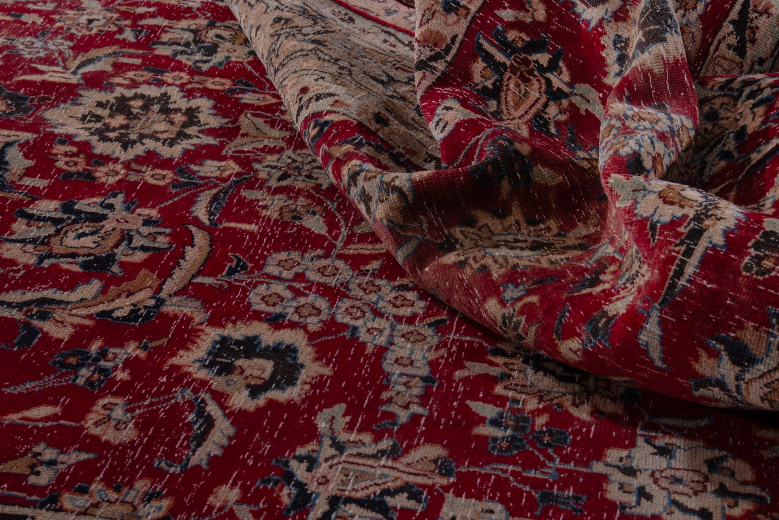 Persian Nain area rug in deep red and tan, view 18 of 19