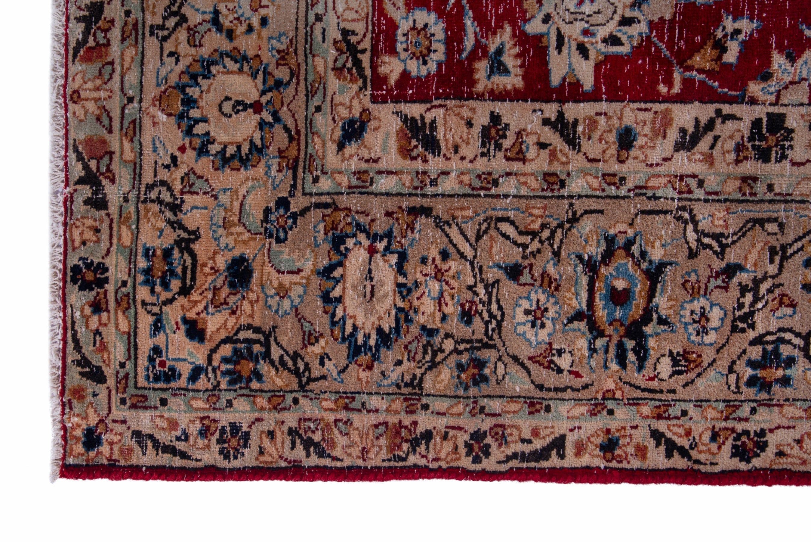 Persian Nain area rug in deep red and tan, view 5 of 19