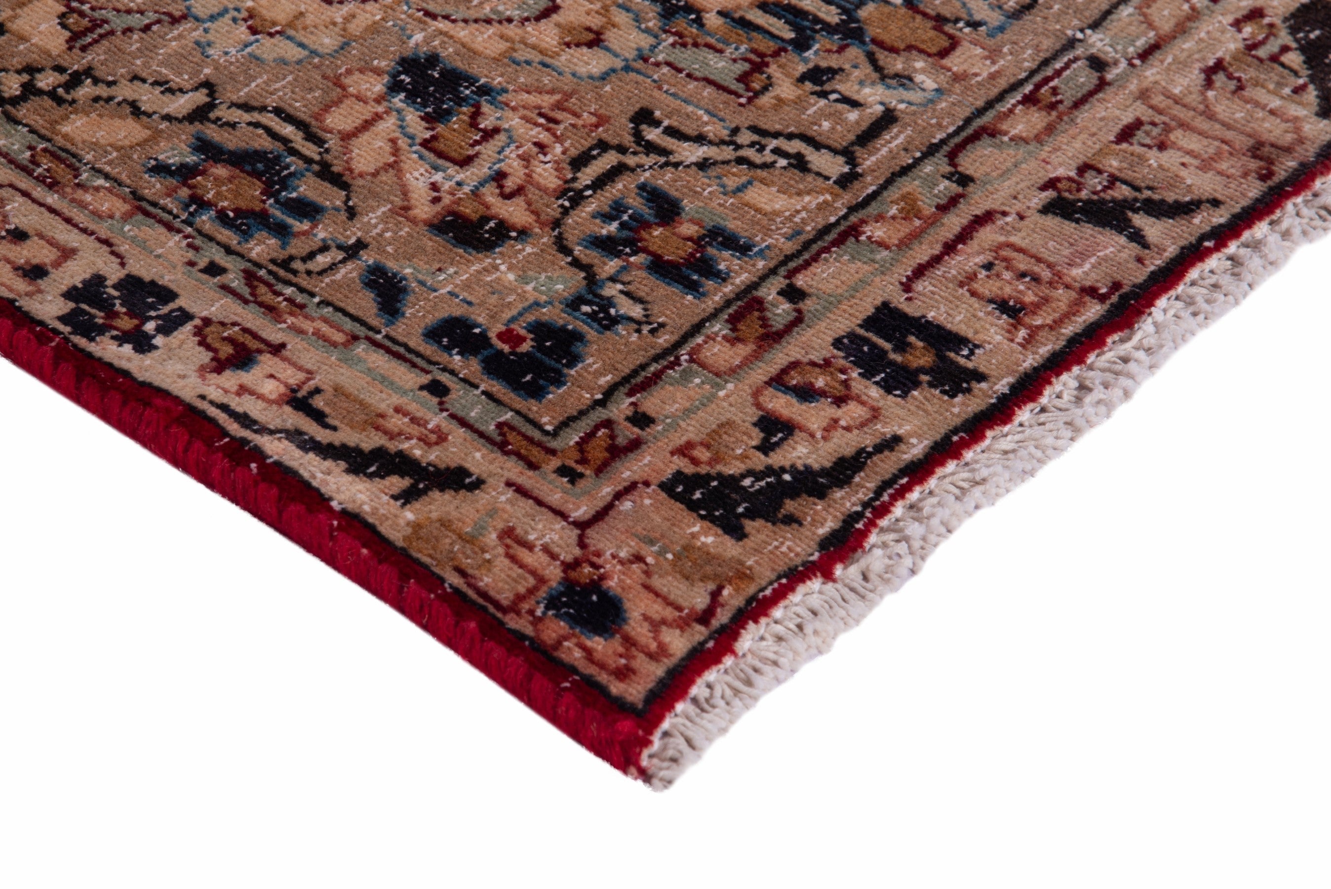 Persian Nain area rug in deep red and tan, view 4 of 19