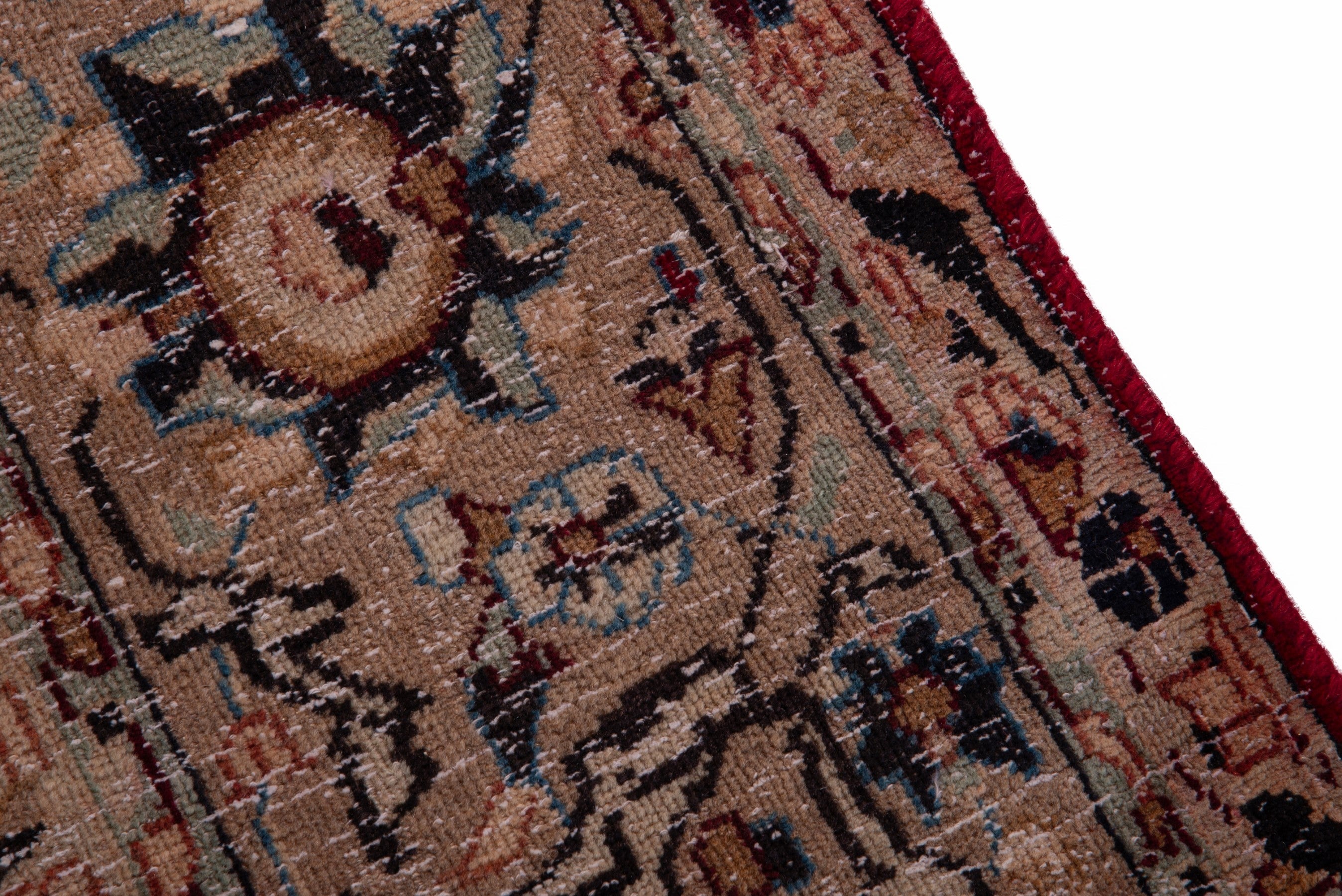 Persian Nain area rug in deep red and tan, view 7 of 19