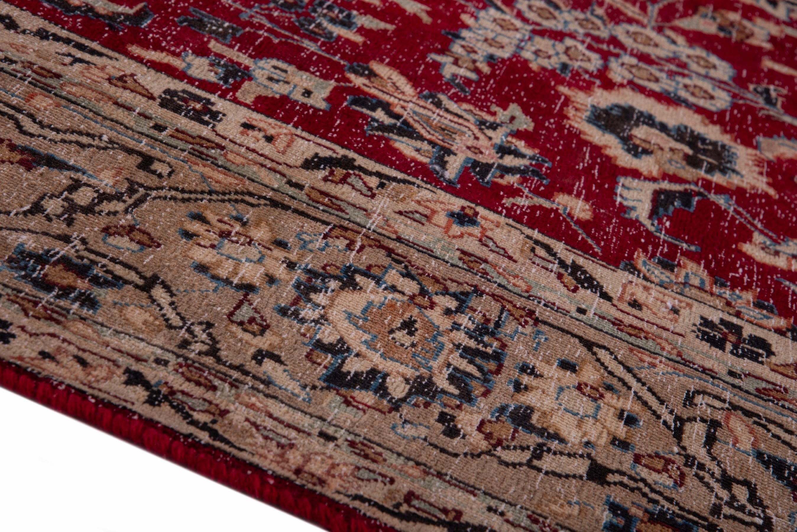 Persian Nain area rug in deep red and tan, view 8 of 19