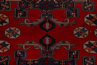 Turkish Anatolian area rug in deep red and navy, view 3 of 19