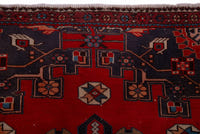 Turkish Anatolian area rug in deep red and navy, view 4 of 19