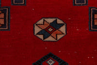 Turkish Anatolian area rug in deep red and navy, view 6 of 19
