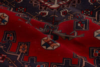 Turkish Anatolian area rug in deep red and navy, view 7 of 19