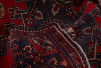 Turkish Anatolian area rug in deep red and navy, view 8 of 19