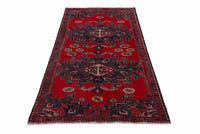 Turkish Anatolian area rug in deep red and navy, view 12 of 19