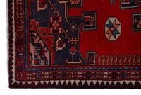 Turkish Anatolian area rug in deep red and navy, view 15 of 19
