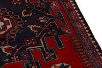 Turkish Anatolian area rug in deep red and navy, view 17 of 19