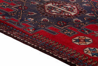 Turkish Anatolian area rug in deep red and navy, view 18 of 19