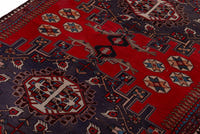 Turkish Anatolian area rug in deep red and navy, view 19 of 19