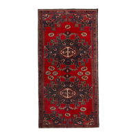 Turkish Anatolian area rug in deep red and navy, 4'5" x 8'10"