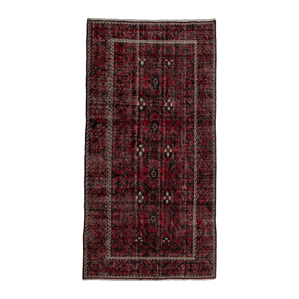 Persian Baluch runner rug in burgundy and deep red, 4'9" x 9'10"