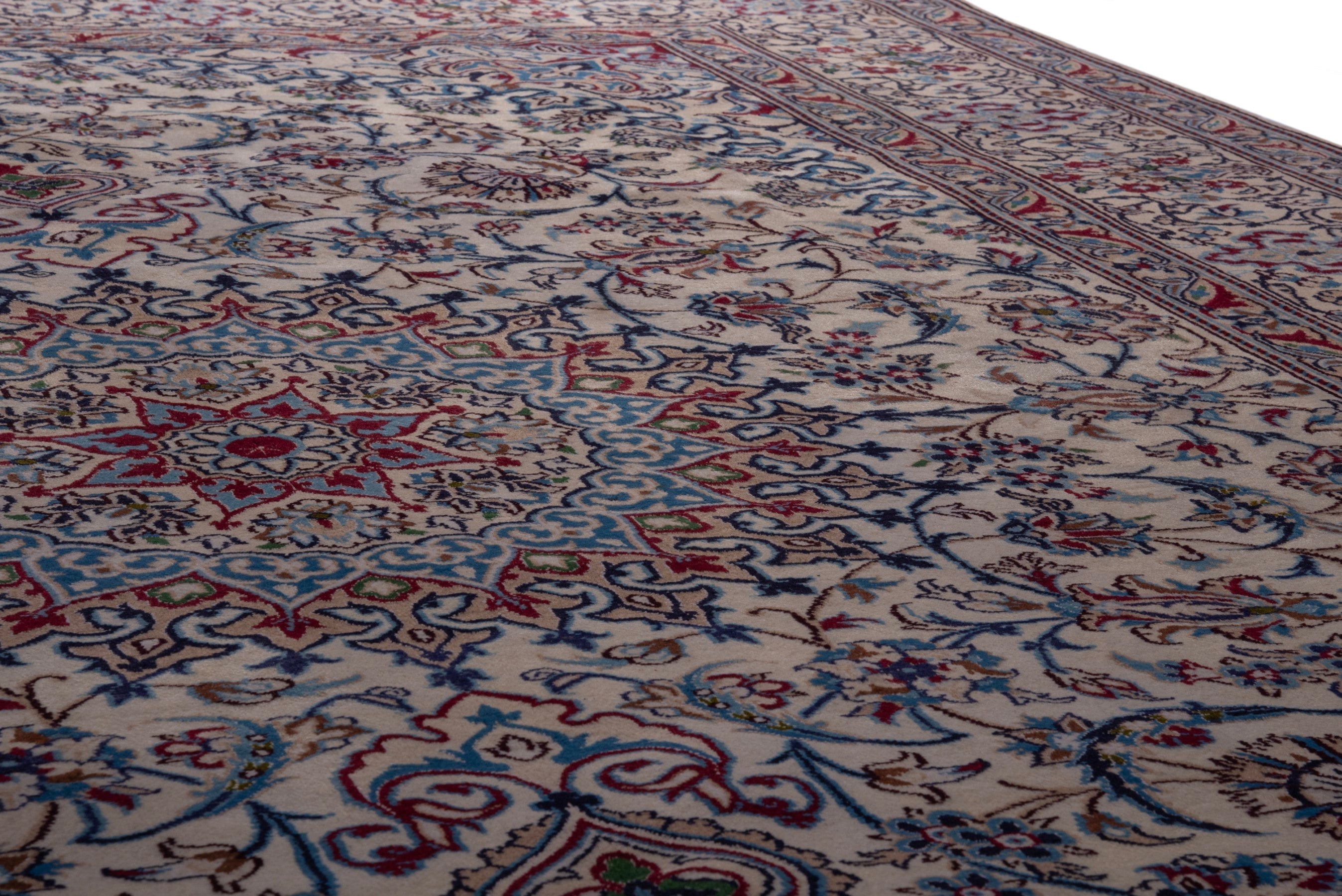 Persian Nain oversized rug in cream and navy, view 14 of 20