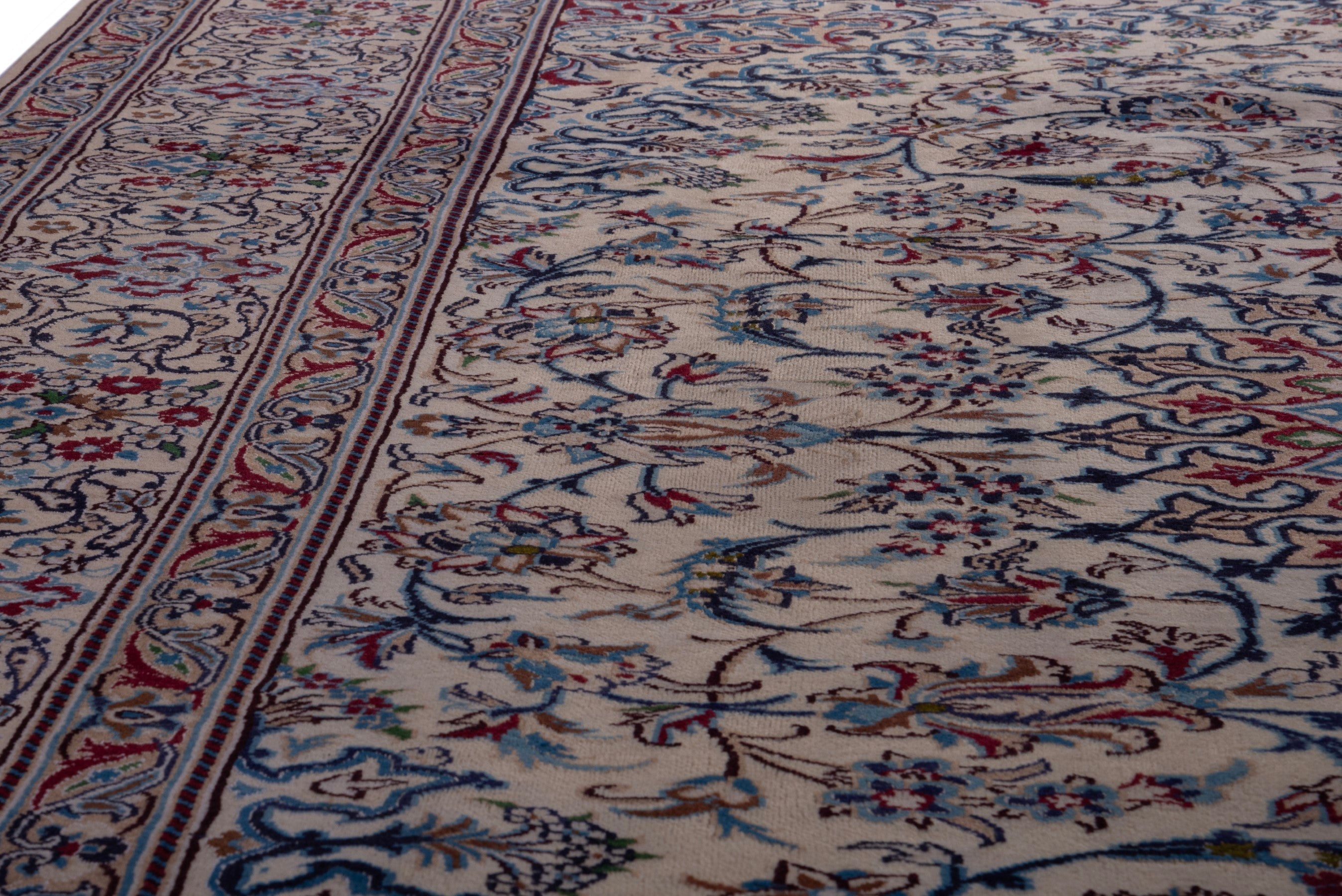 Persian Nain oversized rug in cream and navy, view 15 of 20