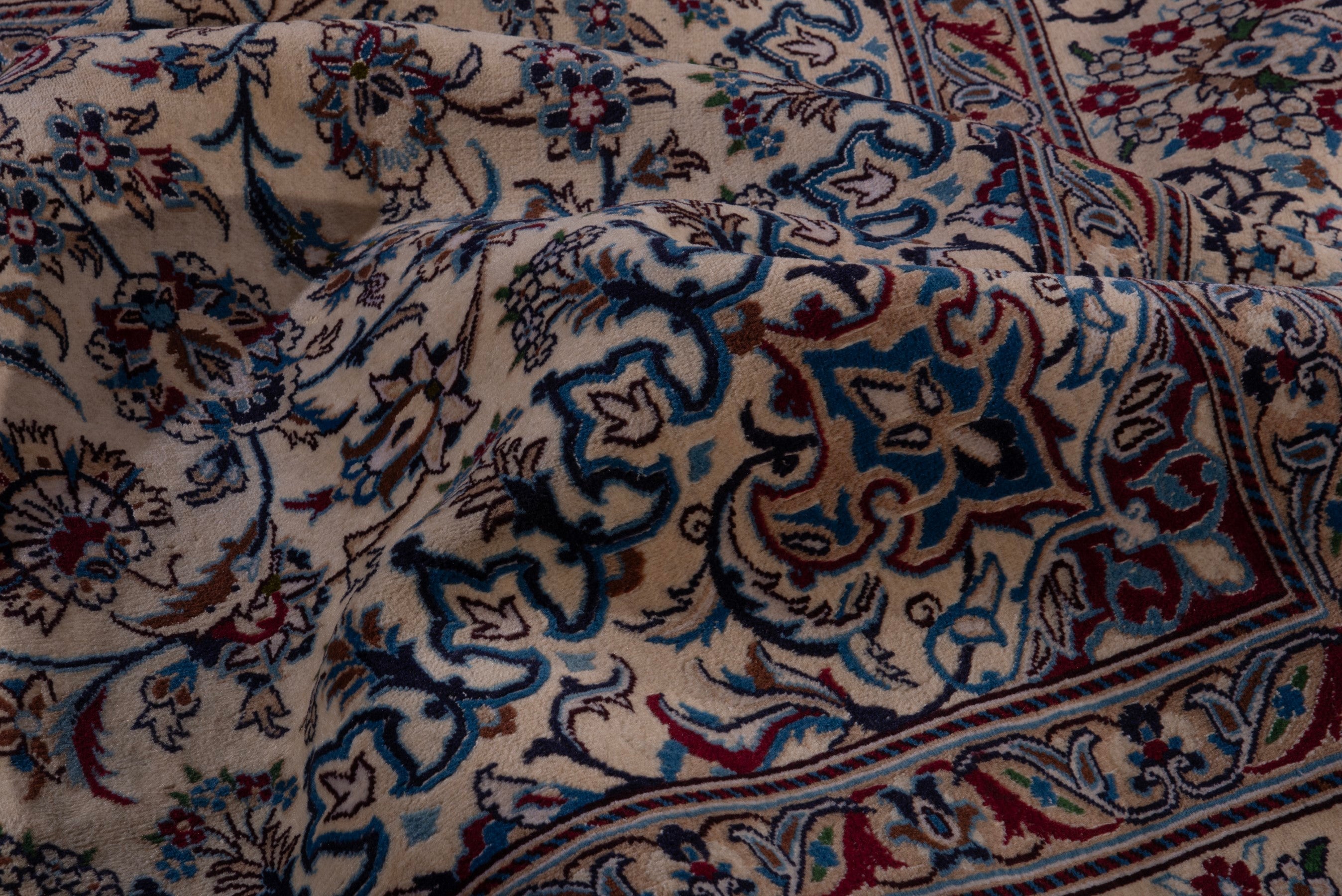 Persian Nain oversized rug in cream and navy, view 16 of 20