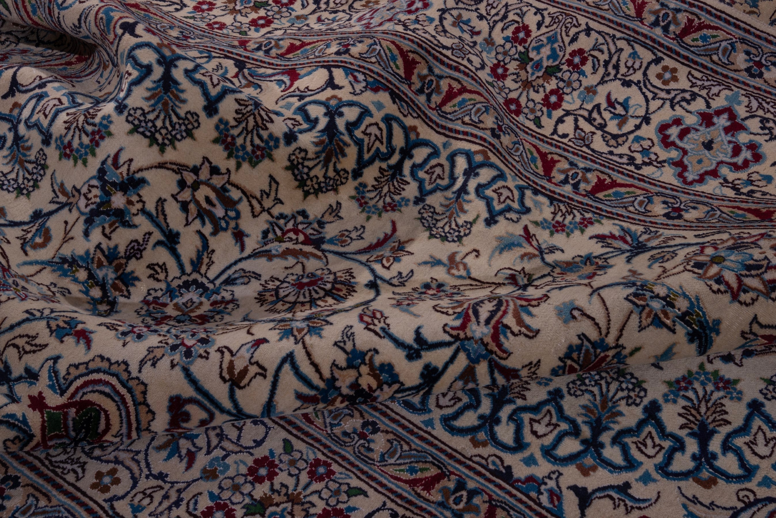 Persian Nain oversized rug in cream and navy, view 17 of 20