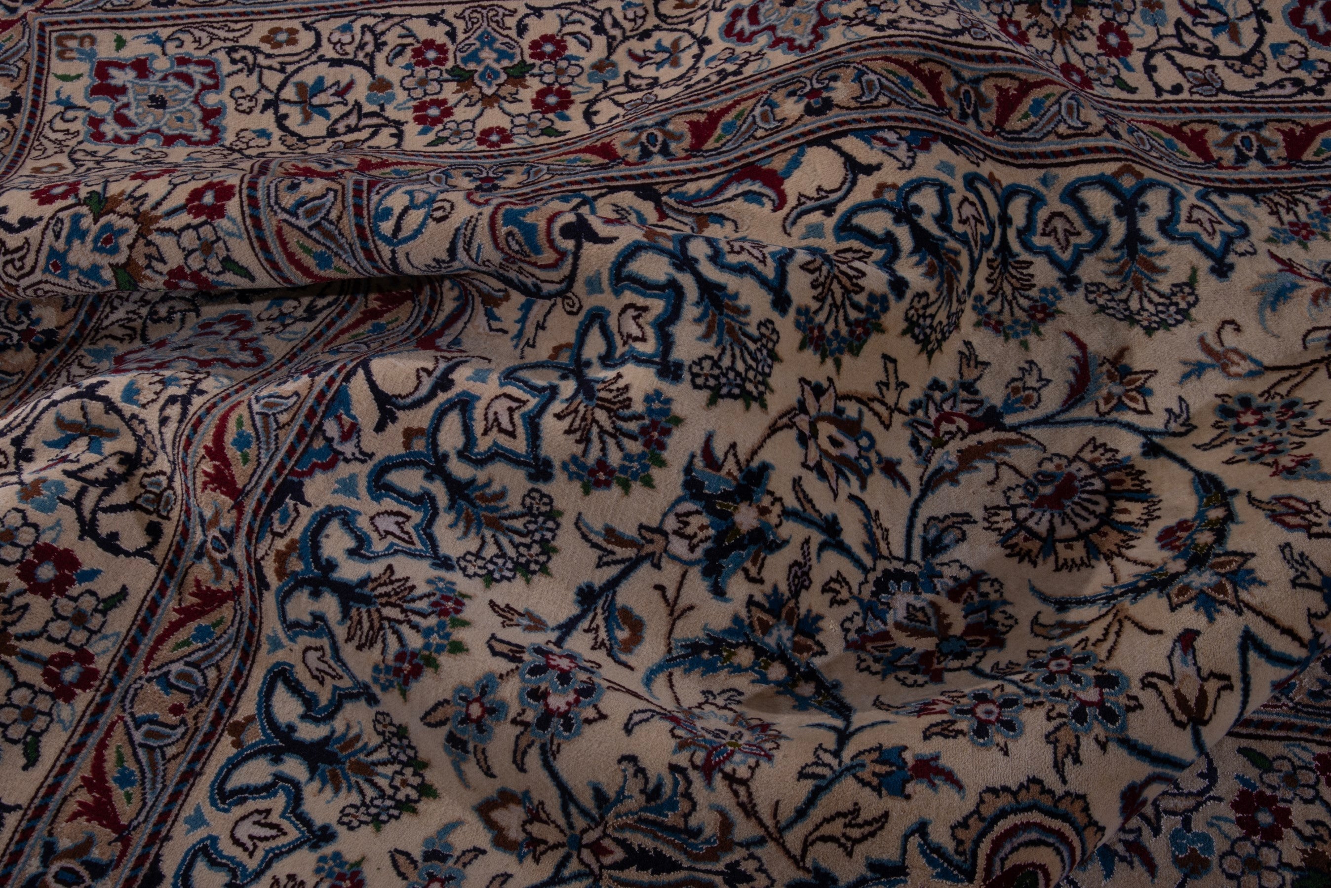 Persian Nain oversized rug in cream and navy, view 18 of 20