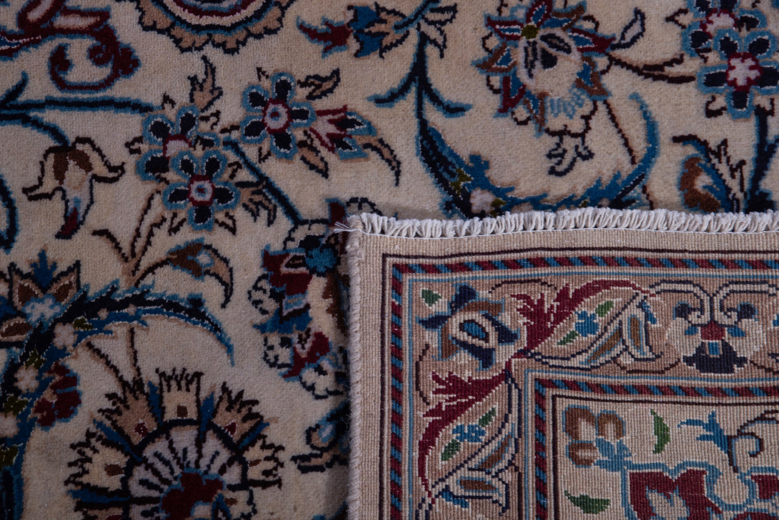 Persian Nain oversized rug in cream and navy, view 20 of 20