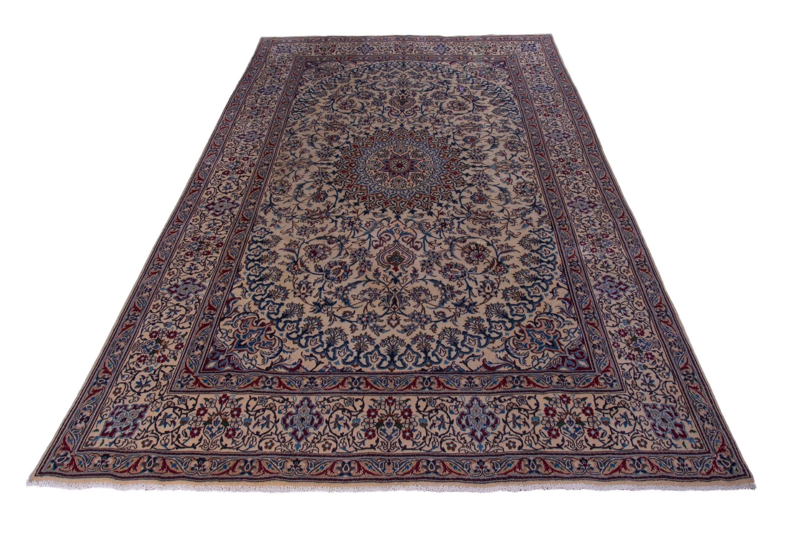 Persian Nain oversized rug in cream and navy, view 2 of 20