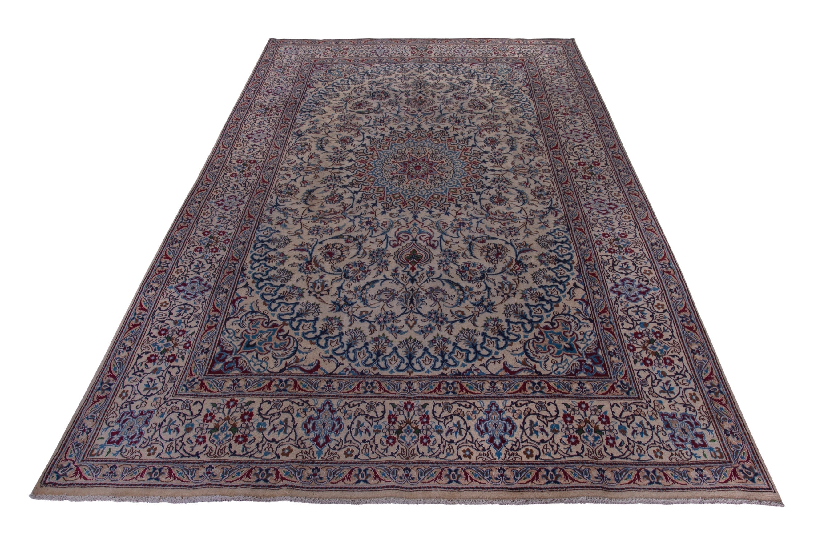 Persian Nain oversized rug in cream and navy, view 3 of 20