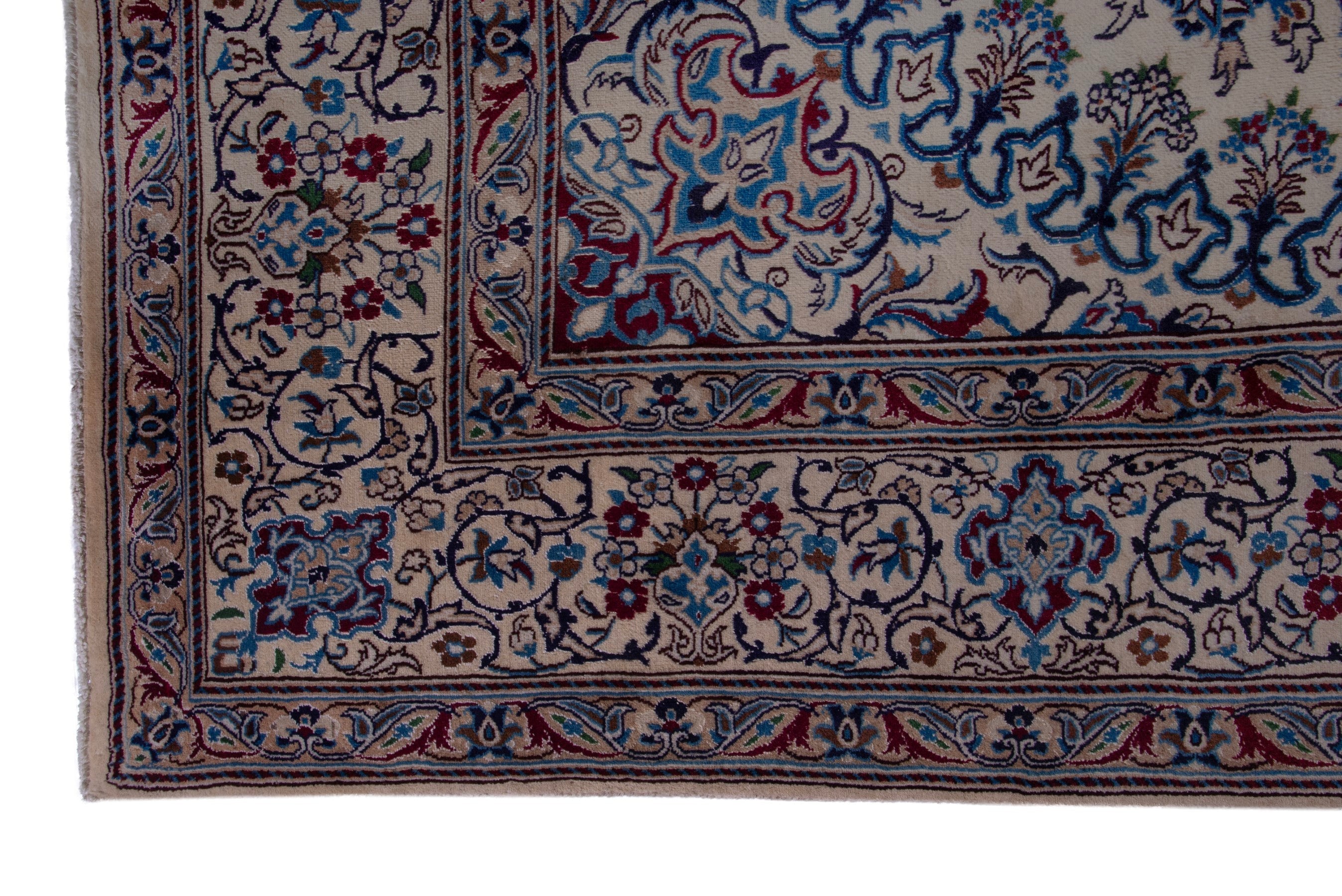 Persian Nain oversized rug in cream and navy, view 5 of 20