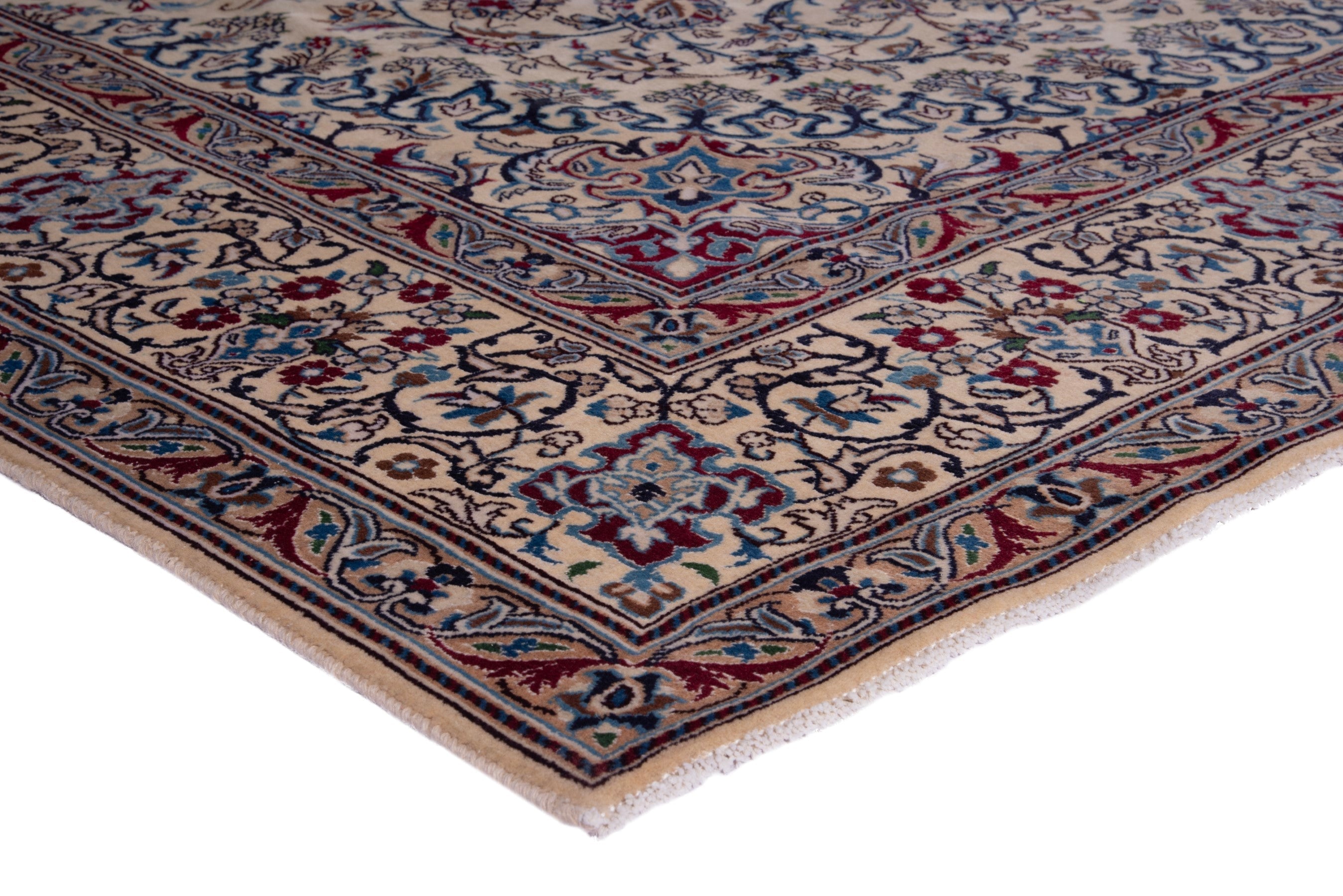 Persian Nain oversized rug in cream and navy, view 4 of 20