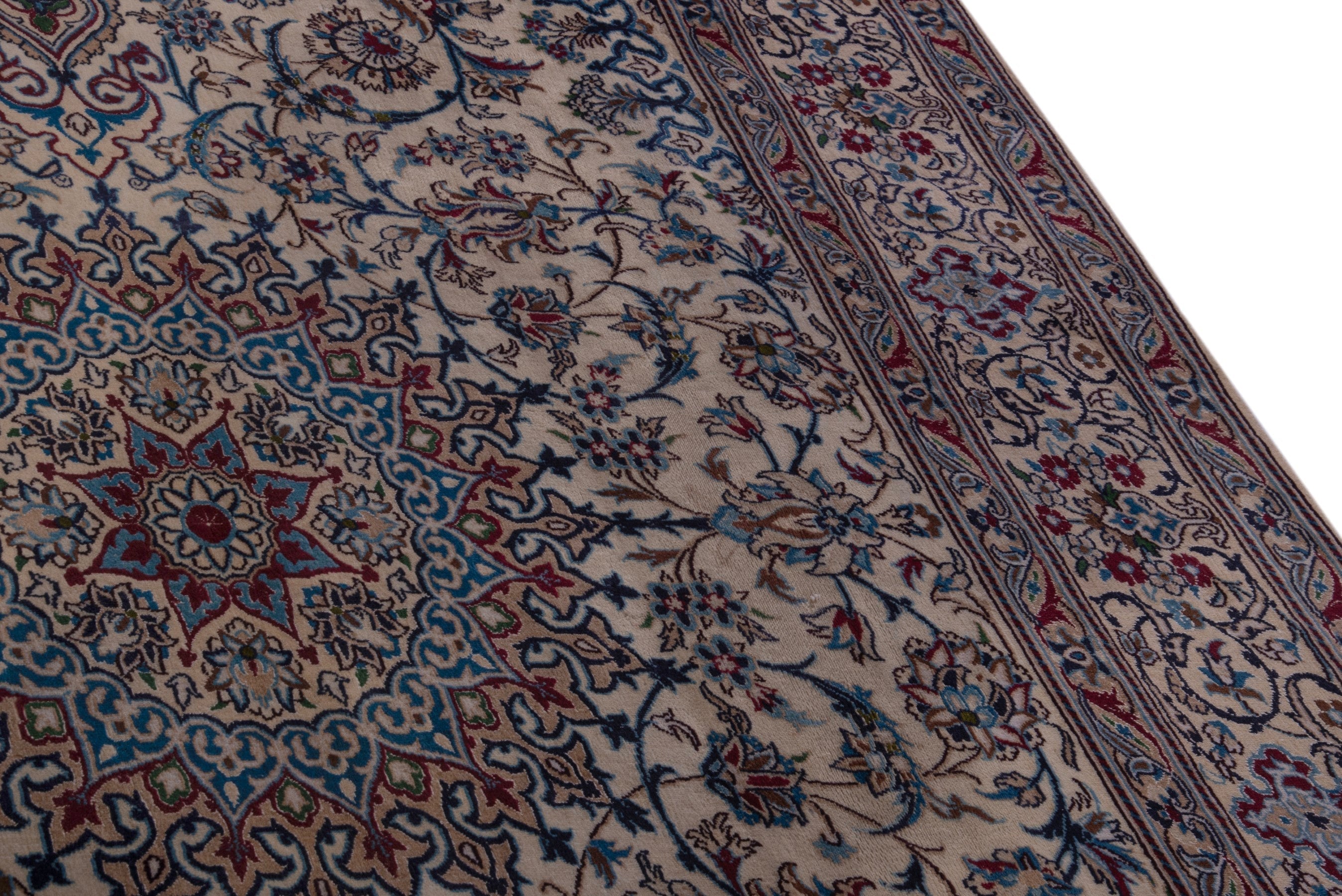 Persian Nain oversized rug in cream and navy, view 7 of 20