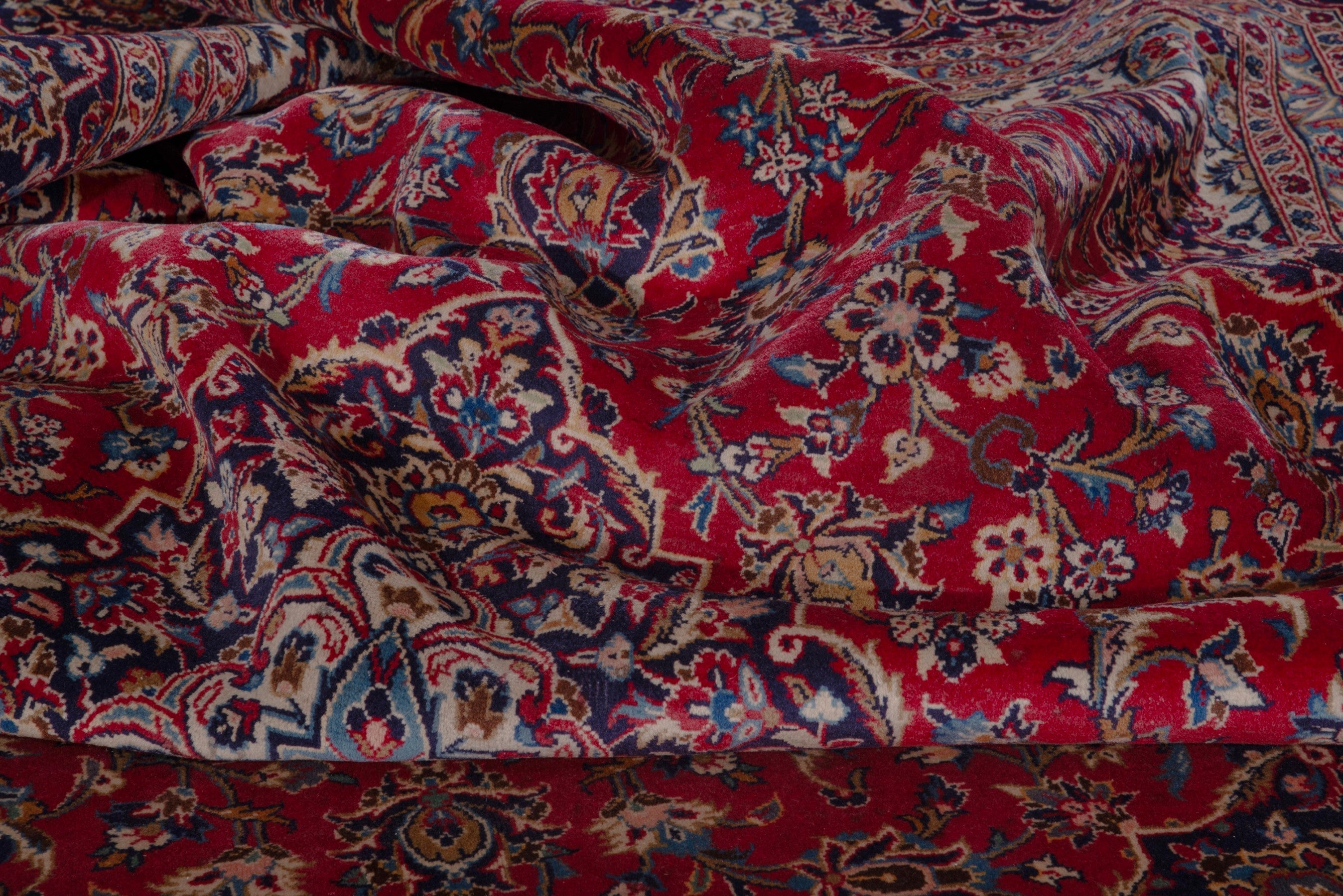 Persian Kashan oversized rug in deep red and taupe, view 15 of 18