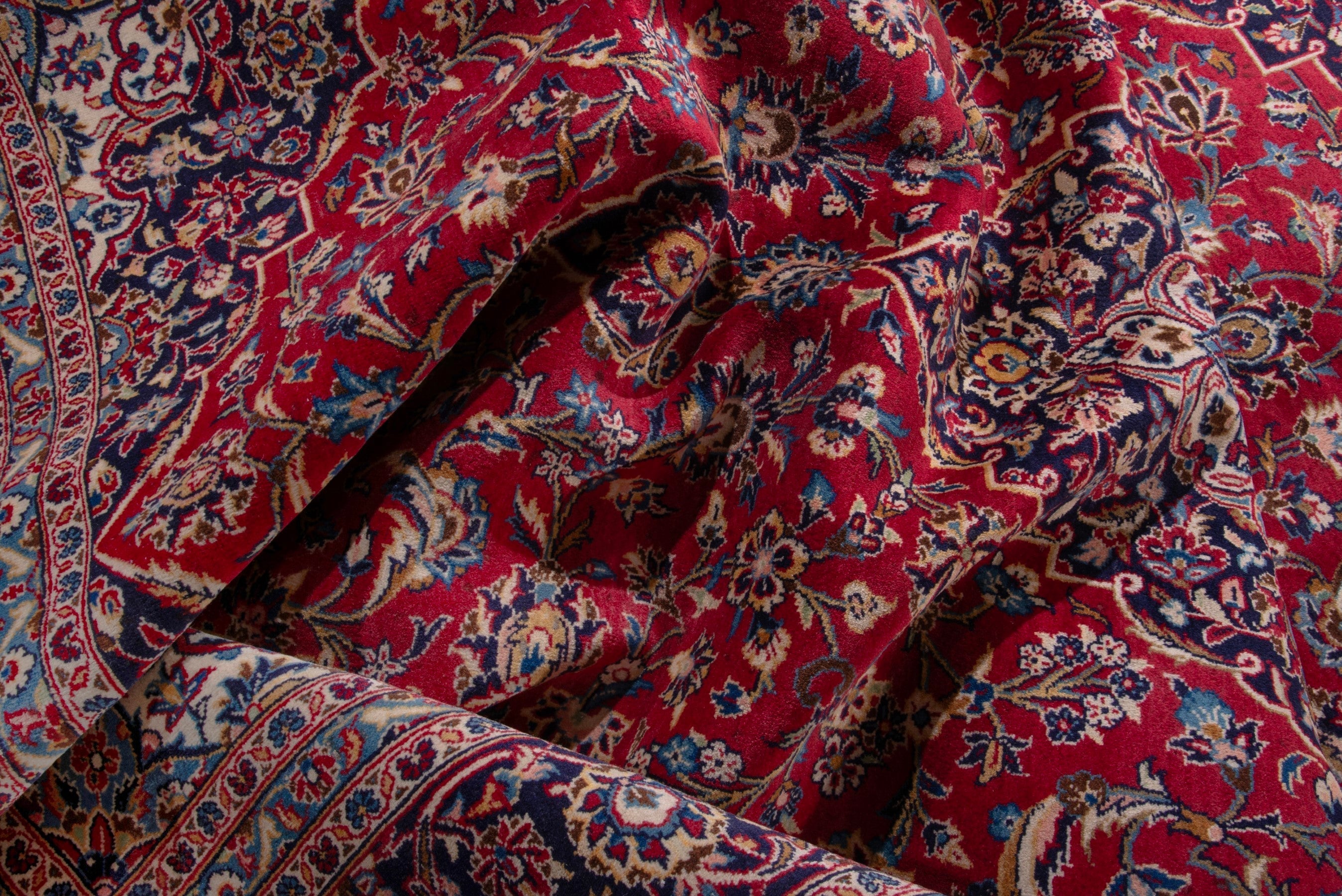 Persian Kashan oversized rug in deep red and taupe, view 16 of 18