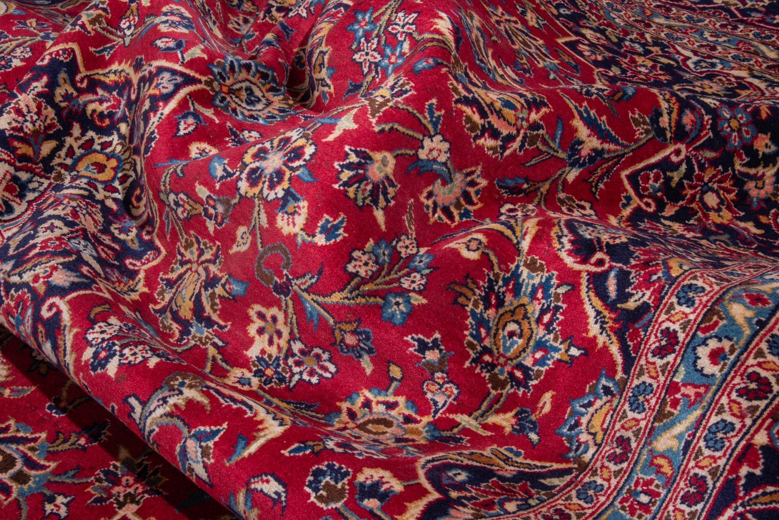 Persian Kashan oversized rug in deep red and taupe, view 17 of 18