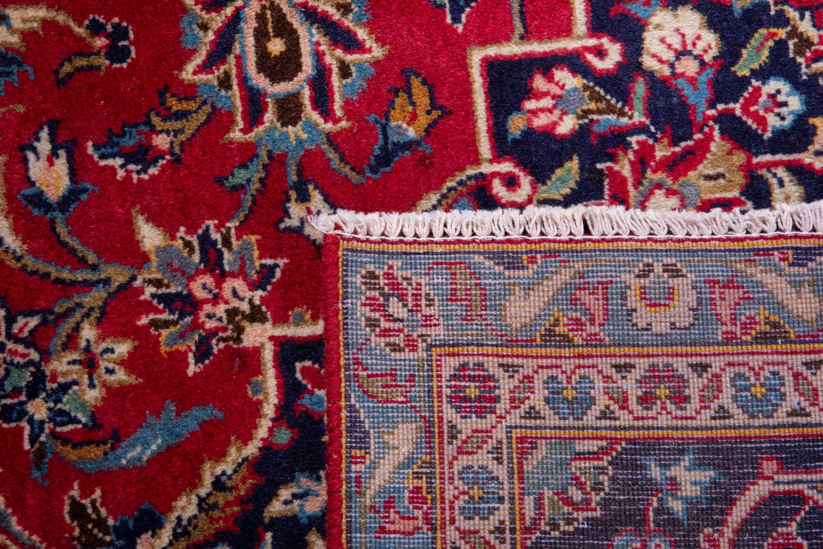 Persian Kashan oversized rug in deep red and taupe, view 18 of 18